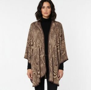 Abstract Print Cape Shawl Wrap Kimono Open Front Art to Wear One Size Oversized